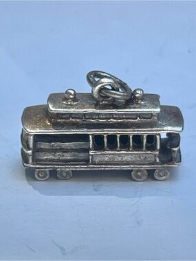 Vintage Sterling Silver Trolley Charm Bracelet Pendant